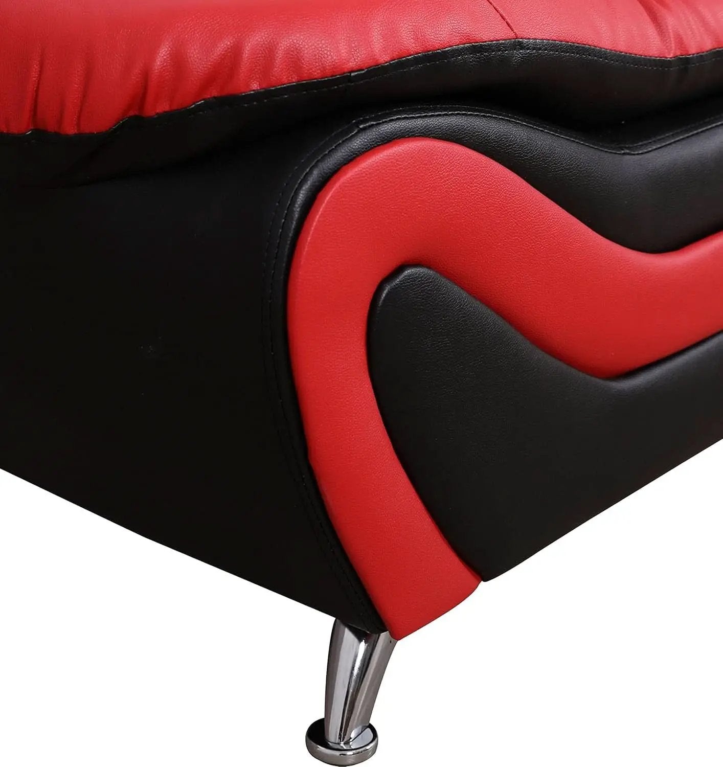 Aldo 3 Piece Modern Sofa Set Black Red Faux Leather from PriceLows™