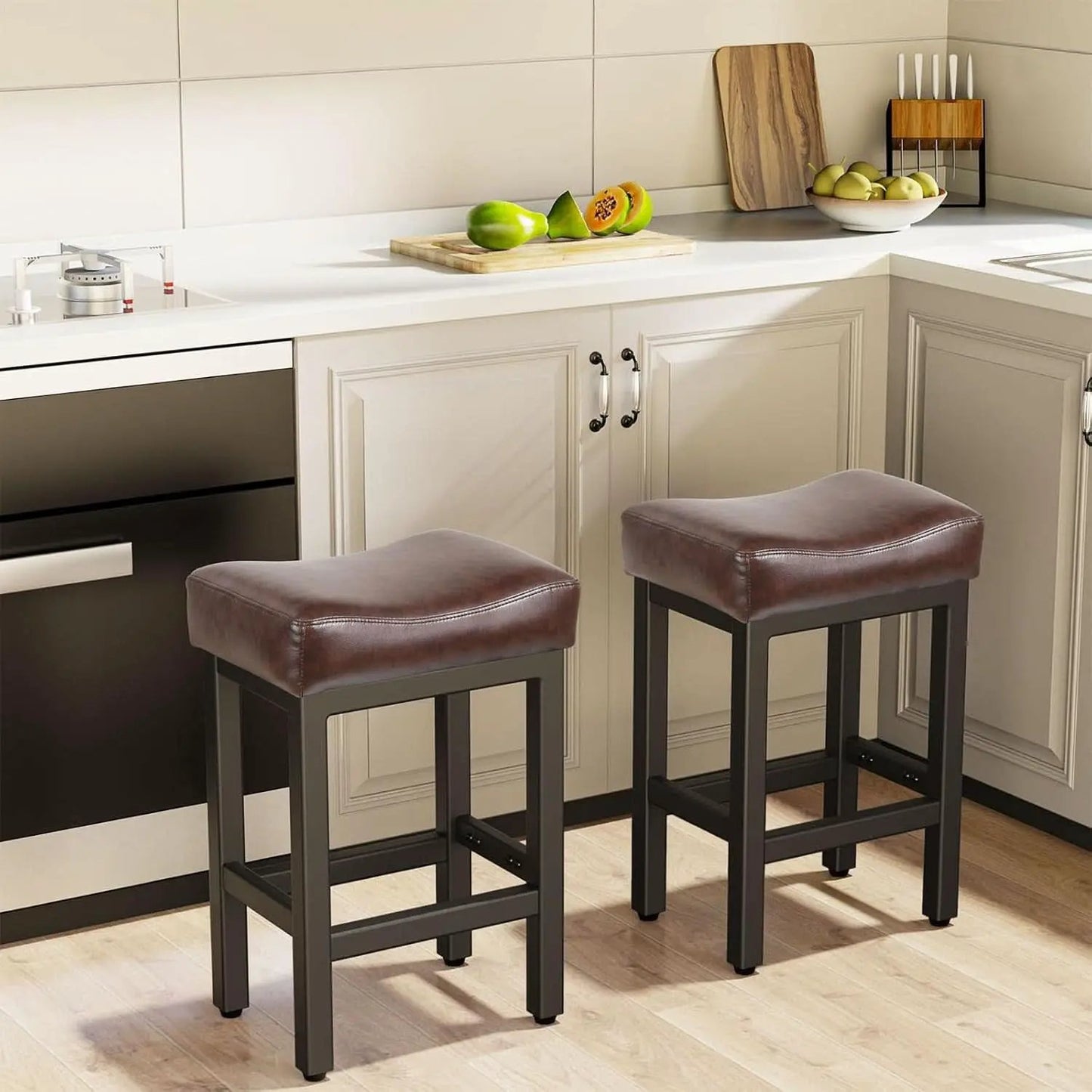 24 Inch Counter Height Bar Stools Set Of 2 Bonded Leather from PriceLows™