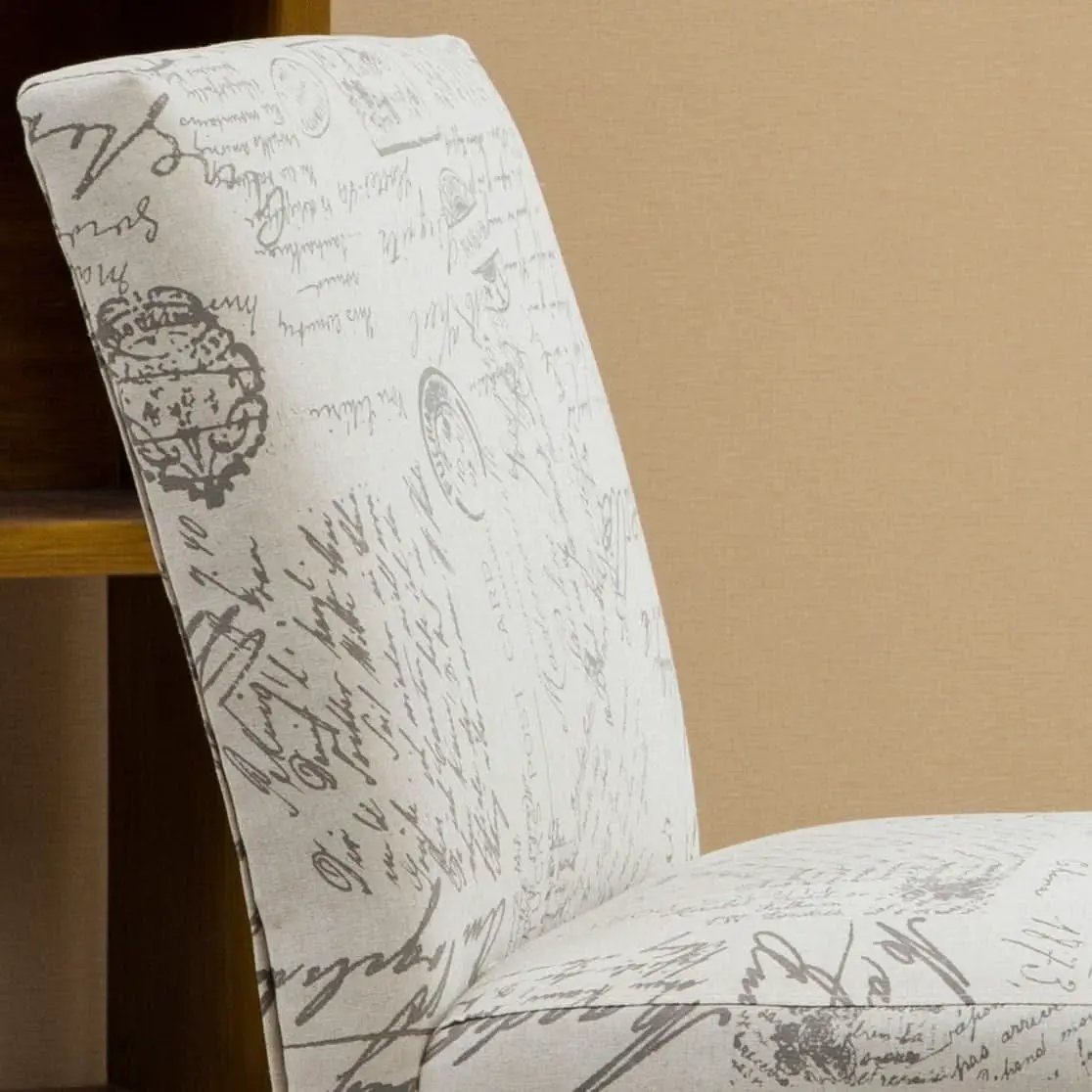 Armless Script Print Upholstered Accent Chair Espresso from PriceLows™