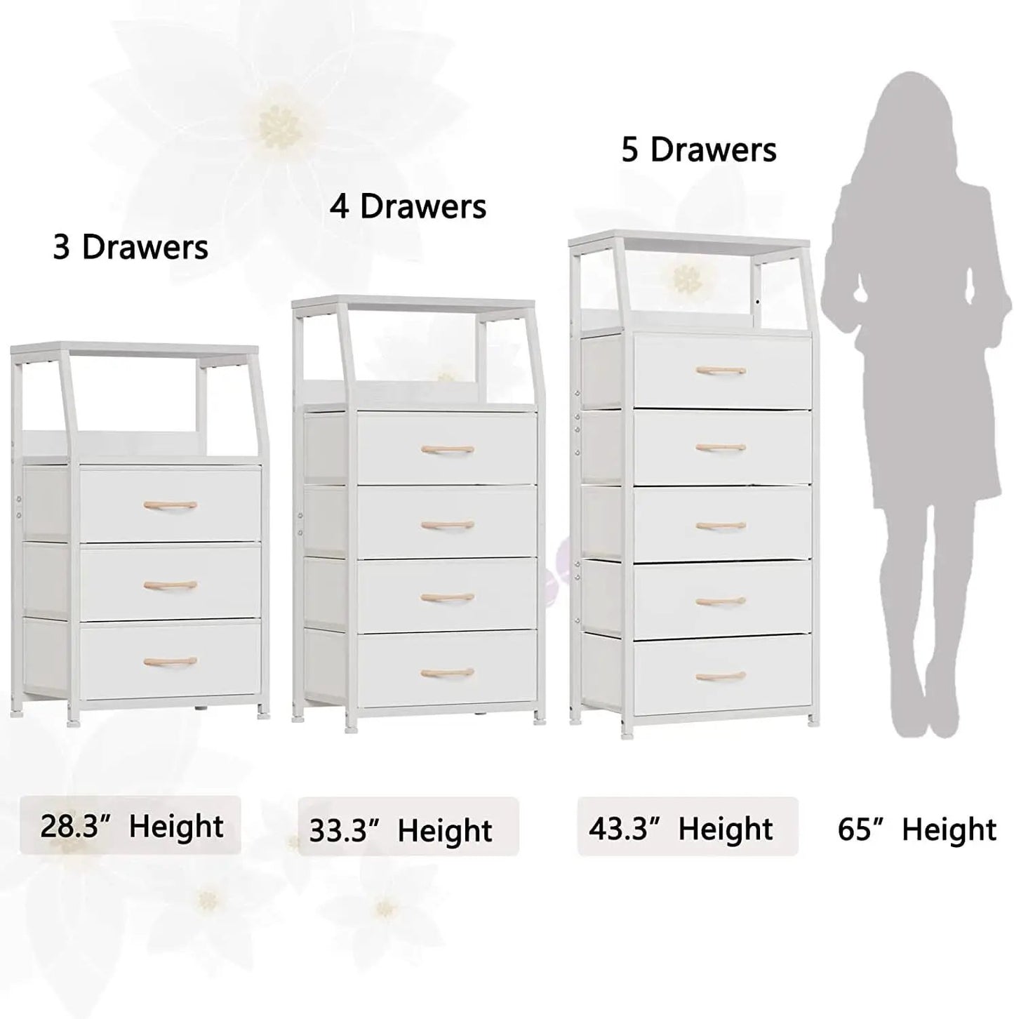 White Dresser With 5 Drawers And Wood Top Bedroom Storage from PriceLows™