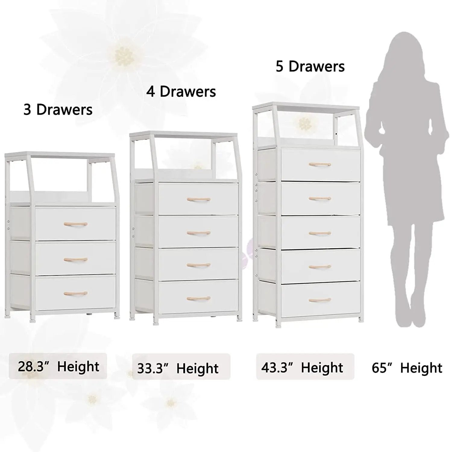 White Dresser With 5 Drawers And Wood Top Bedroom Storage from PriceLows™