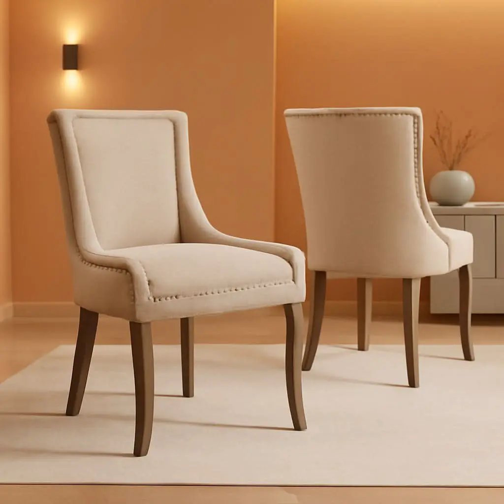 Modern Dining Chairs Tan Upholstered Fabric Set Of 2 from PriceLows™