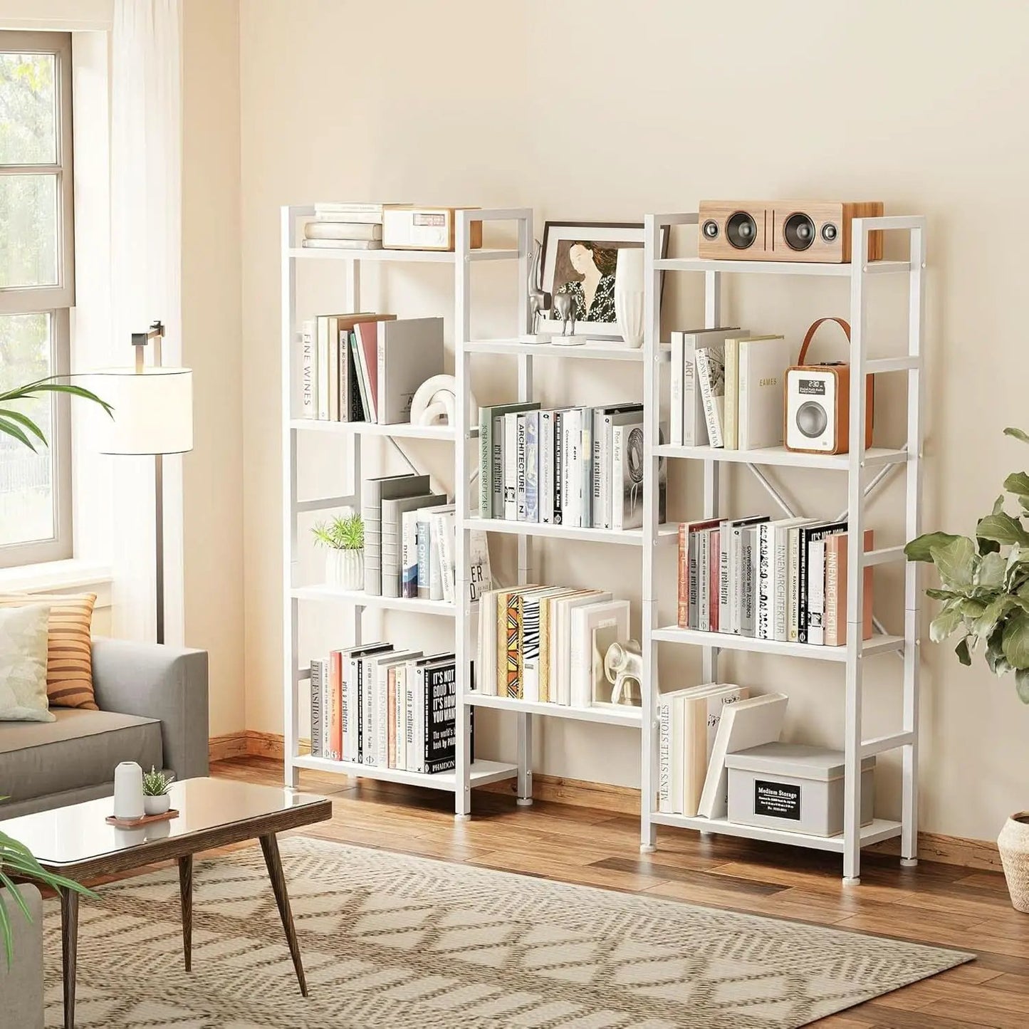 White 11 Shelf Open Display Bookcase For Home Office from PriceLows™