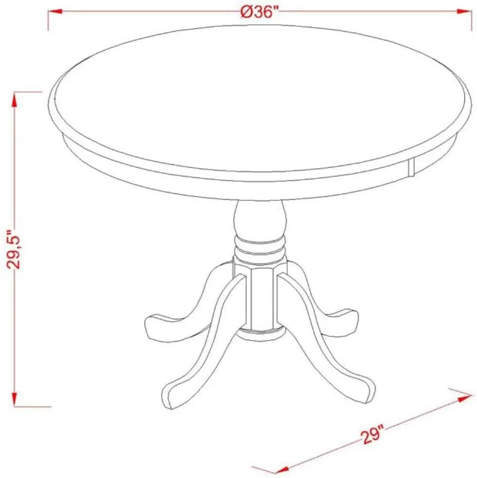 Mid Century Round Solid Wood Dining Table With Linen White Finish from PriceLows™