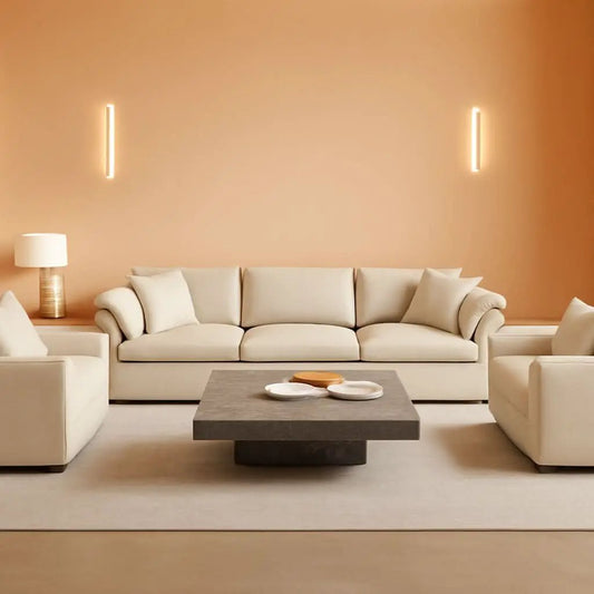 Light Coffee Chenille 3 Piece Sofa Set With Two Singles from PriceLows™