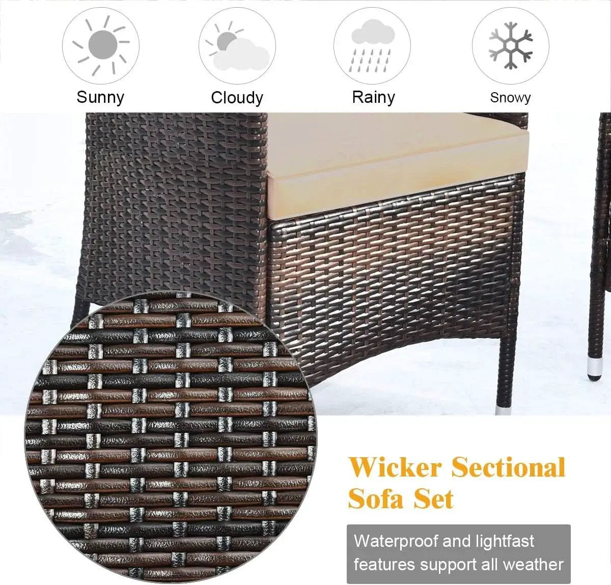 4-Piece Outdoor Rattan Conversation Set with Cushions from PriceLows™