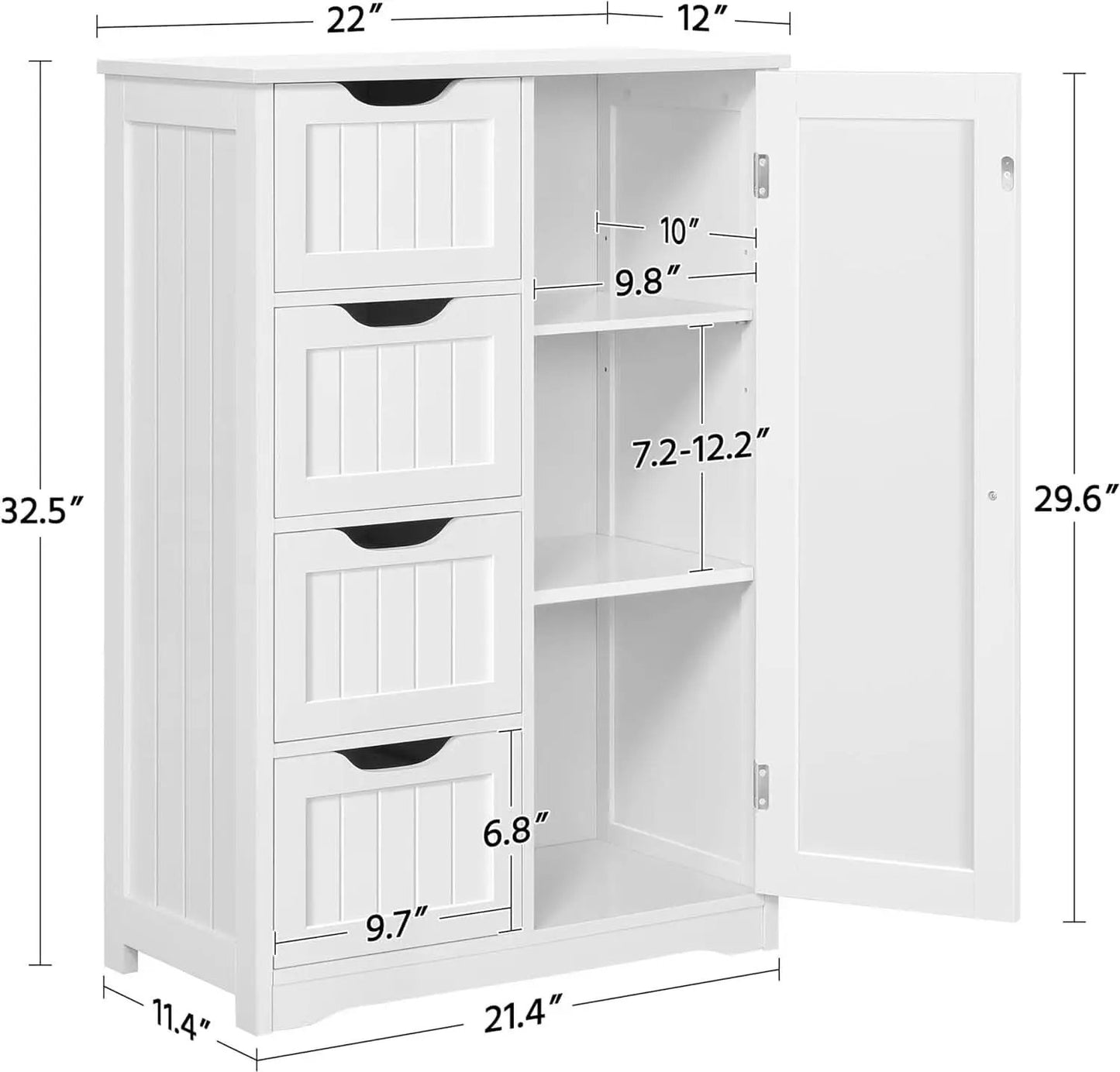 White Floor Cabinet With Four Drawers For Entryway Use from PriceLows™