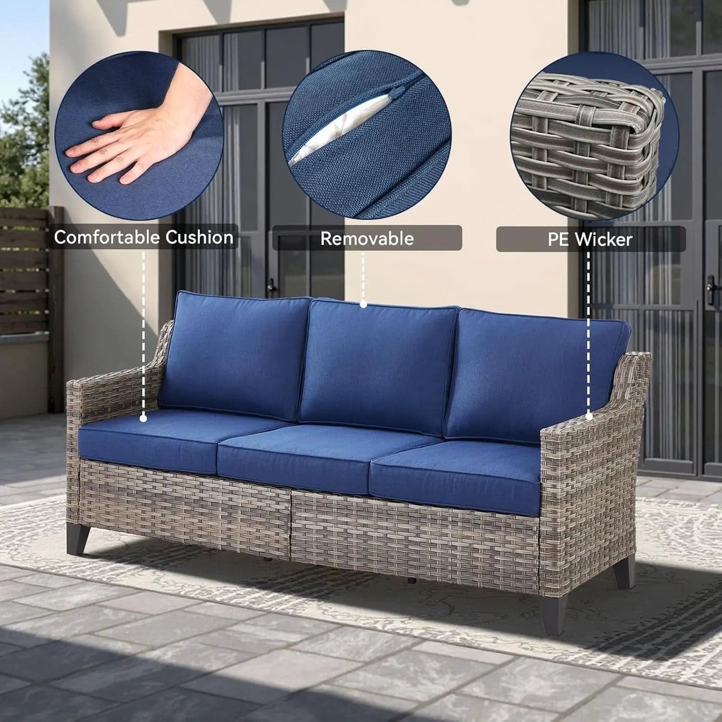 Outdoor Patio Furniture Set 5 Piece All Weather Wicker from PriceLows™