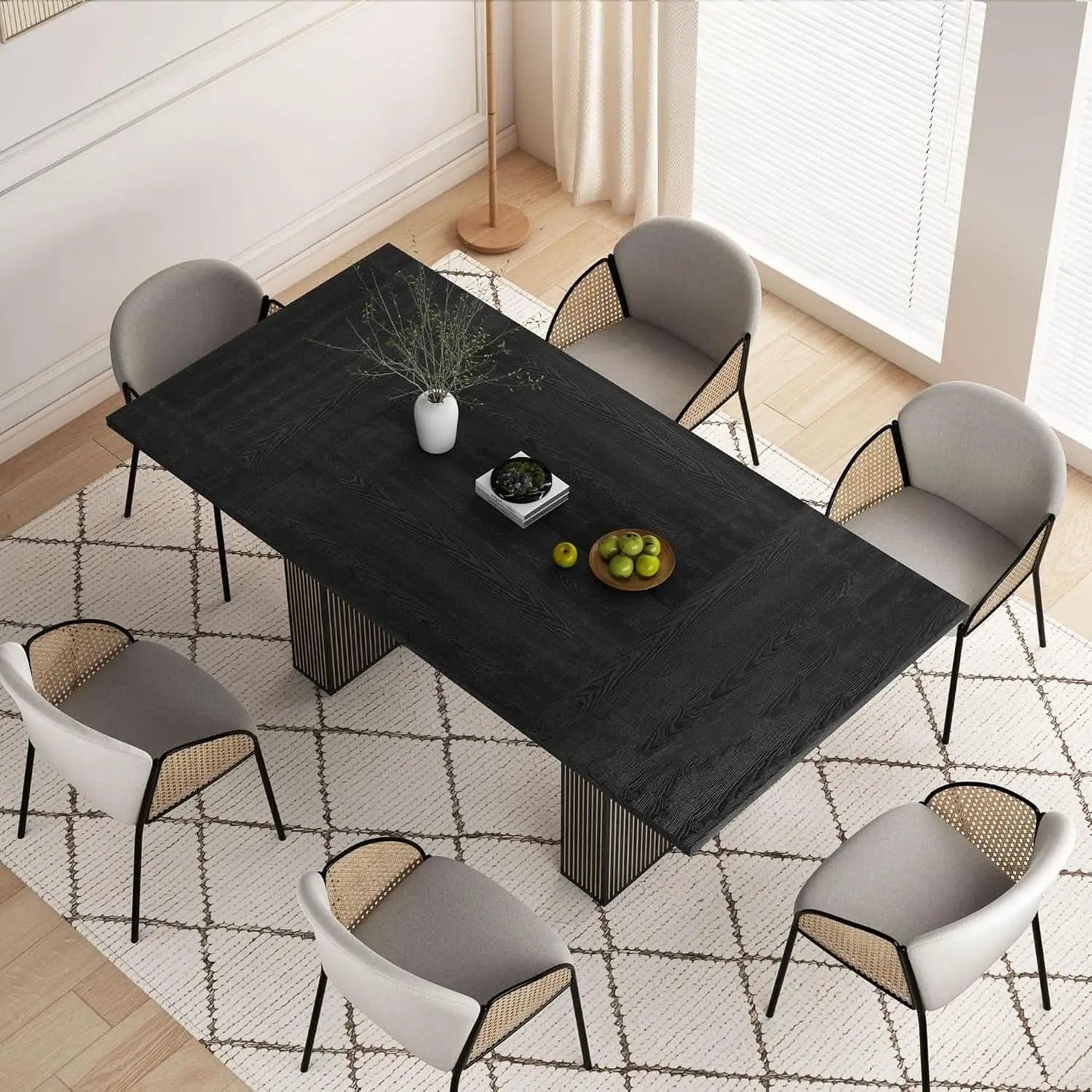 Dining Table 78 Inch Black Rectangular Farmhouse Kitchen from PriceLows™