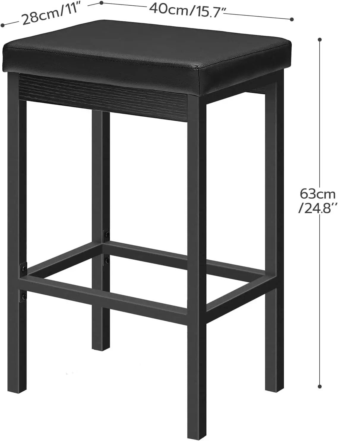 Black 24.8-Inch Bar Stools Set Of 2-Inch Thick Upholstery from PriceLows™