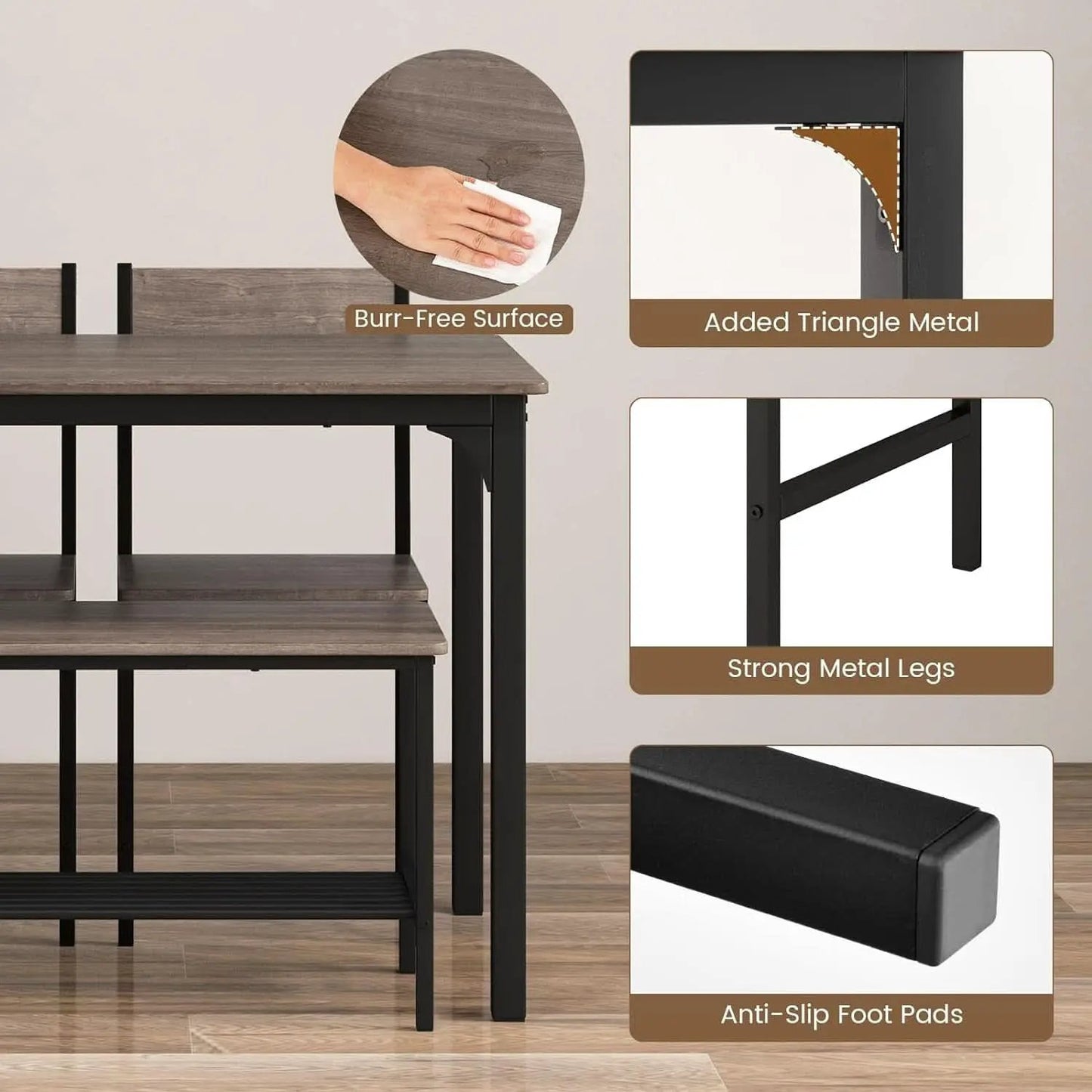 Stainless Steel Space Saving Dining Room Table Set Four from PriceLows™