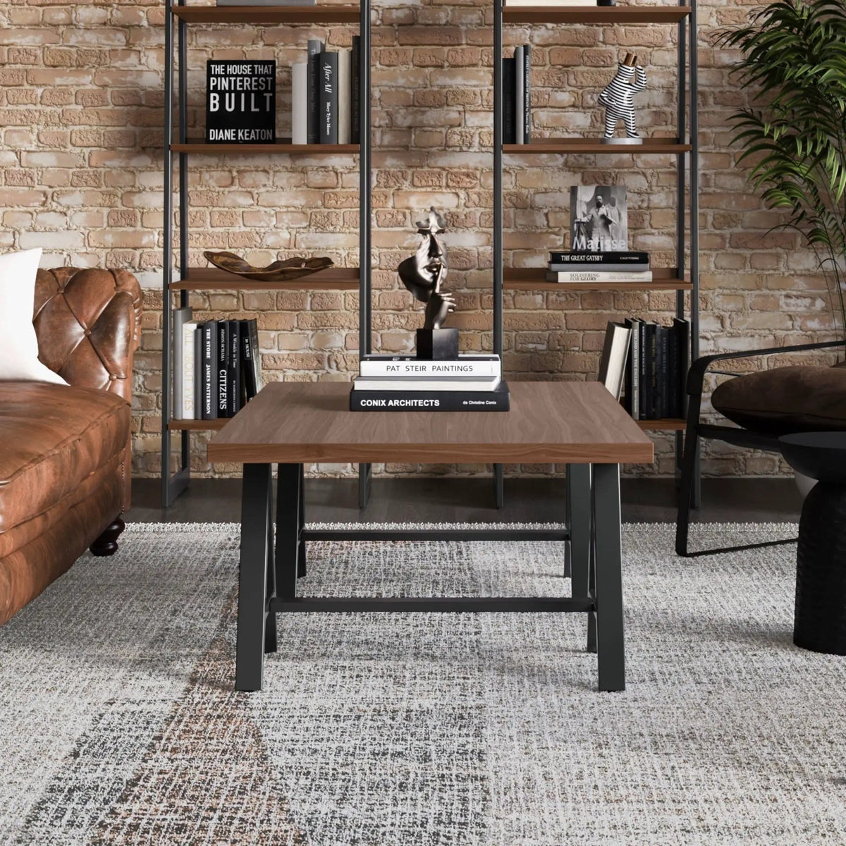 Sawhorse Handcrafted Solid Table | 2 Pieces | Metal | Living Room