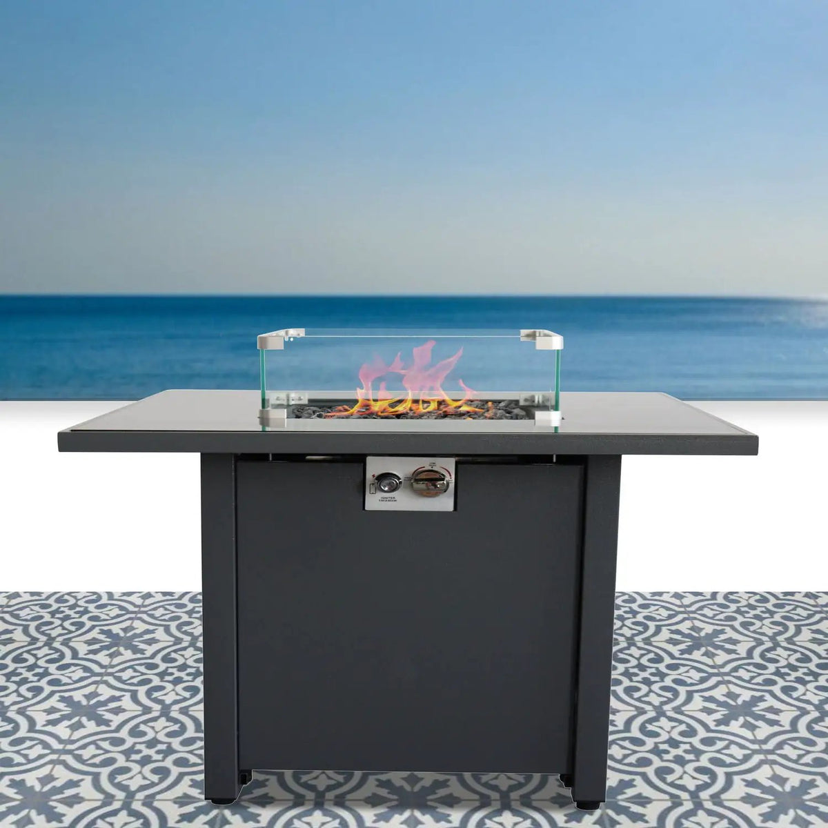 Gas Fire Pit Table | Gray | 40000 BTU | Propane Or Natural Gas