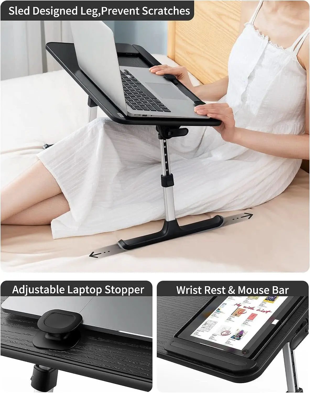 Height and Angle Adjustable Laptop Desk for Bed and Couch from PriceLows™