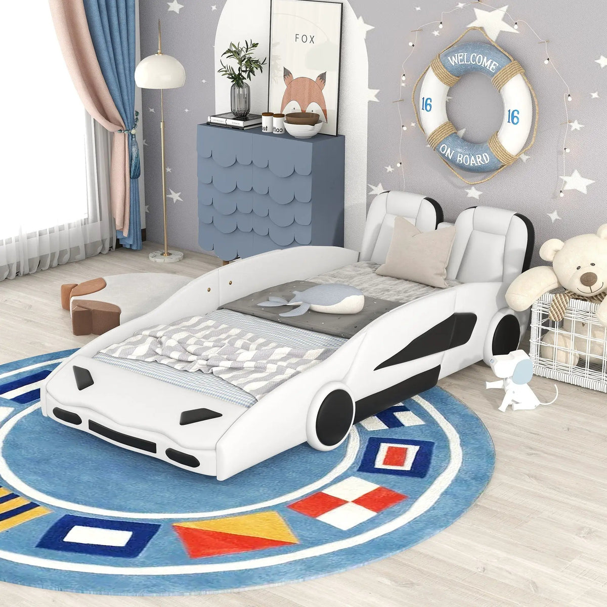 Twin Platform Bed | Race Car Design | Pine Wood Construction