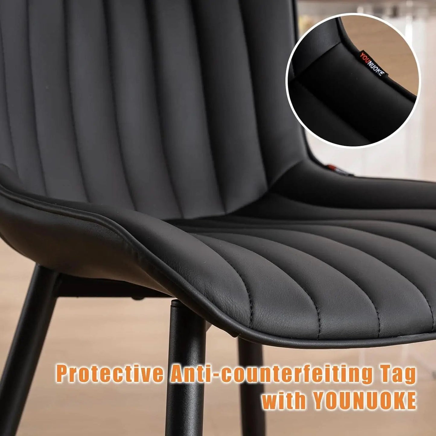 Black Upholstered Dining Chairs Set Of Two Modern Kitchen from PriceLows™