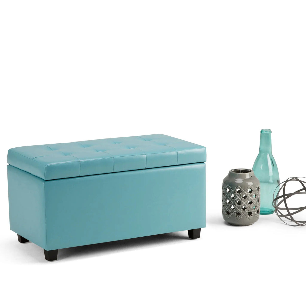 Cosmopolitan Upholstered Storage Ottoman | Child Safety Hinge | Large Interior Storage | 33.5 Inch Length