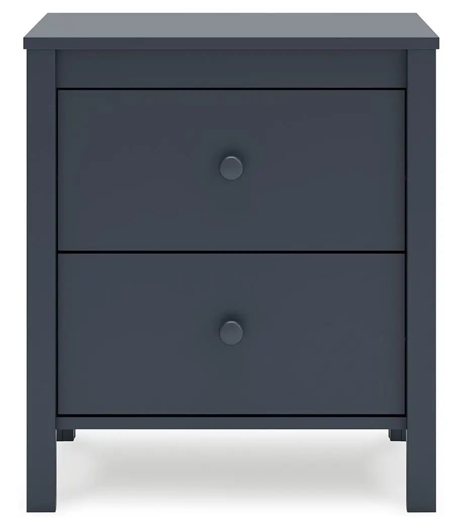 Simmenfort Two Drawer Night Stand Nightstand | 21.34 x 15.94 x 24.37 in | Engineered Wood & Mdf | Navy Blue