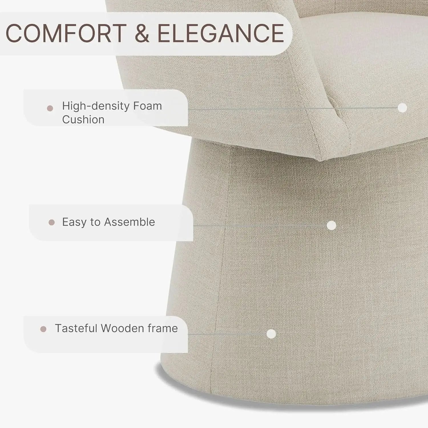 360 Degree Modern Swivel Linen Dining Chairs Set Of 4 from PriceLows™