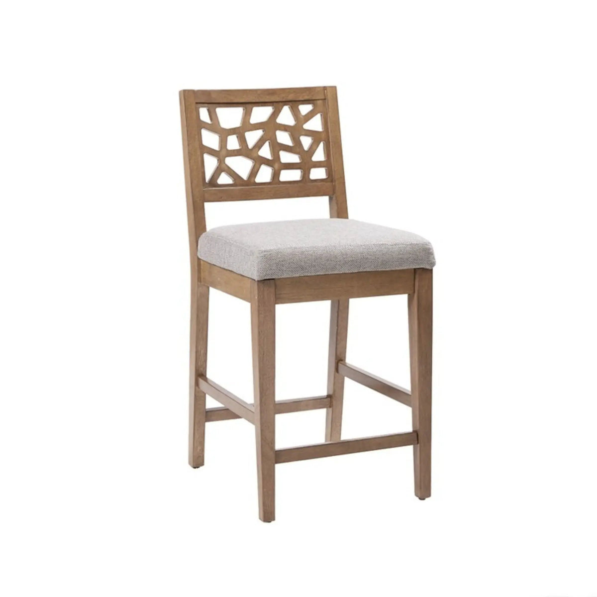 Counter Stool | Light Gray | Carmel Oak Finish | Solid Wood Frame