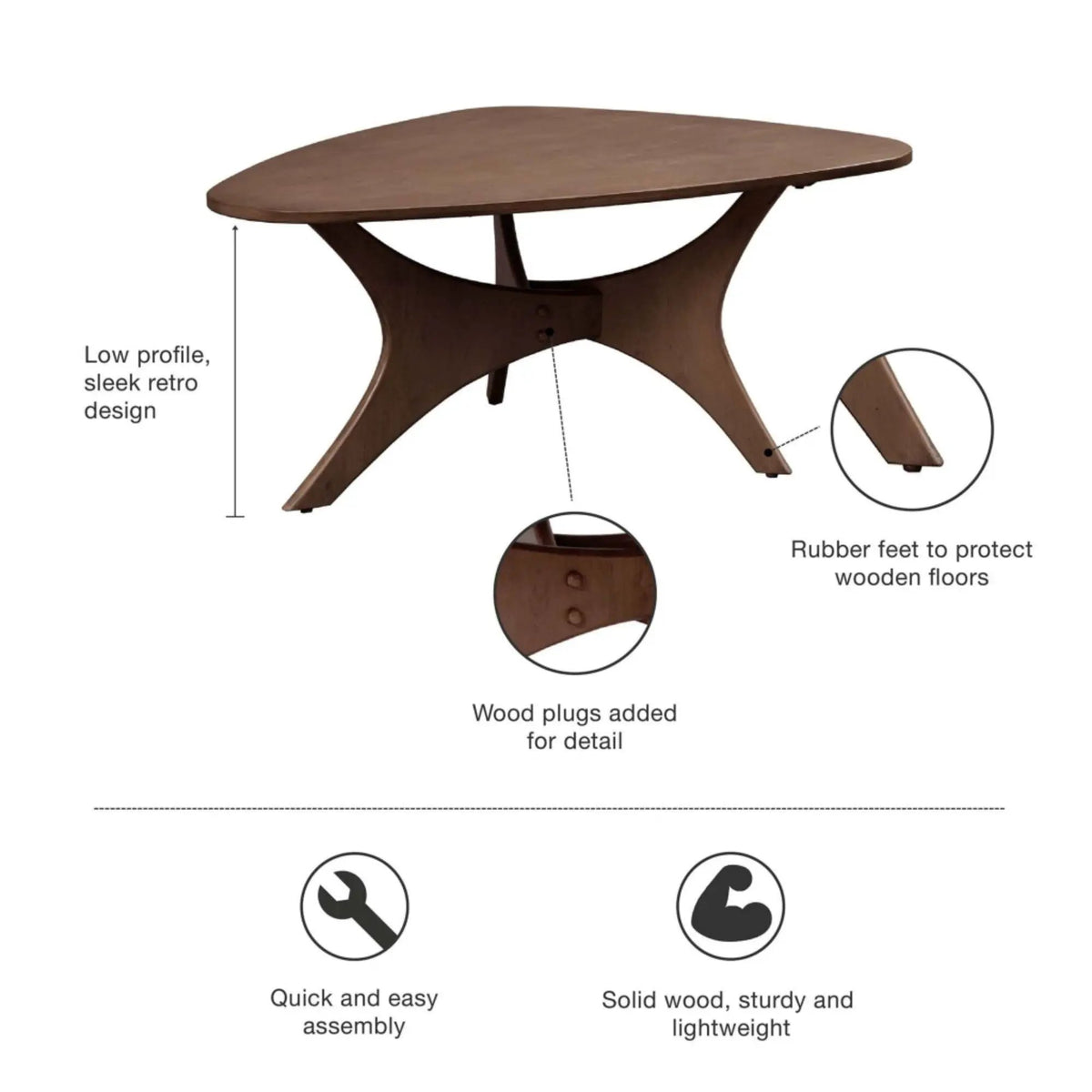 Triangle Accent Table | Wood Veneer Top | Natural Elm Finish