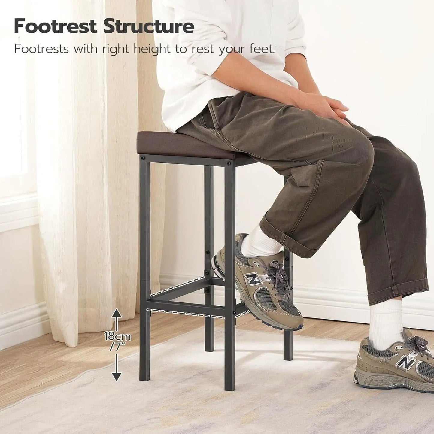 Saddle Bar Stools Set Of 2 Counter Height 24.8 Inches Brown And Black from PriceLows™