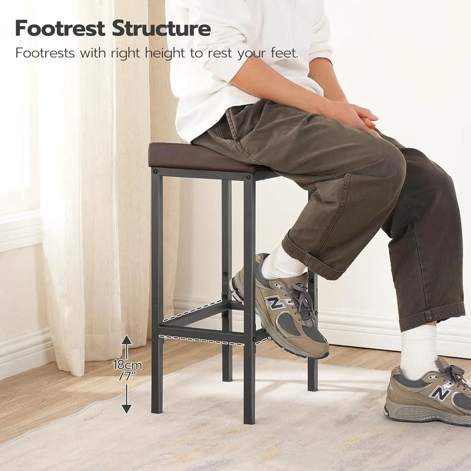 Saddle Bar Stools Set Of 2 Counter Height 24.8 Inches Brown And Black from PriceLows™
