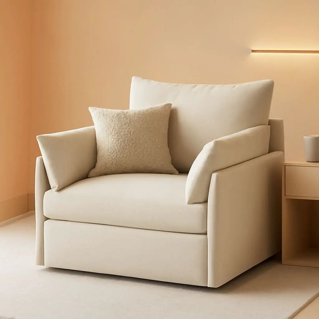 White Upholstered Accent Chair With Removable Backrest from PriceLows™