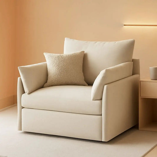 White Upholstered Accent Chair With Removable Backrest from PriceLows™
