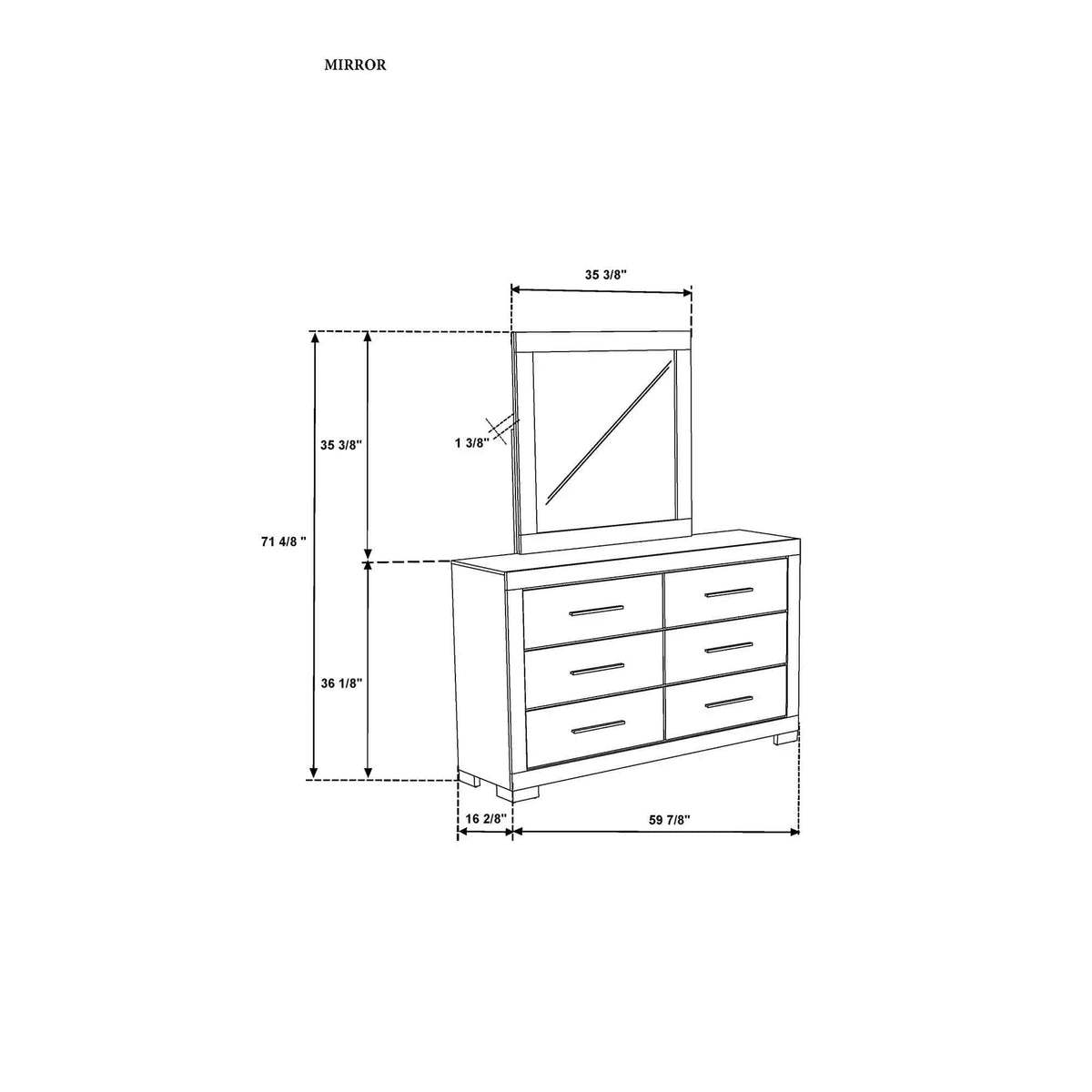 Elsa Mirror With Sleek Frame | 2 Pieces | Solid Wood | Home