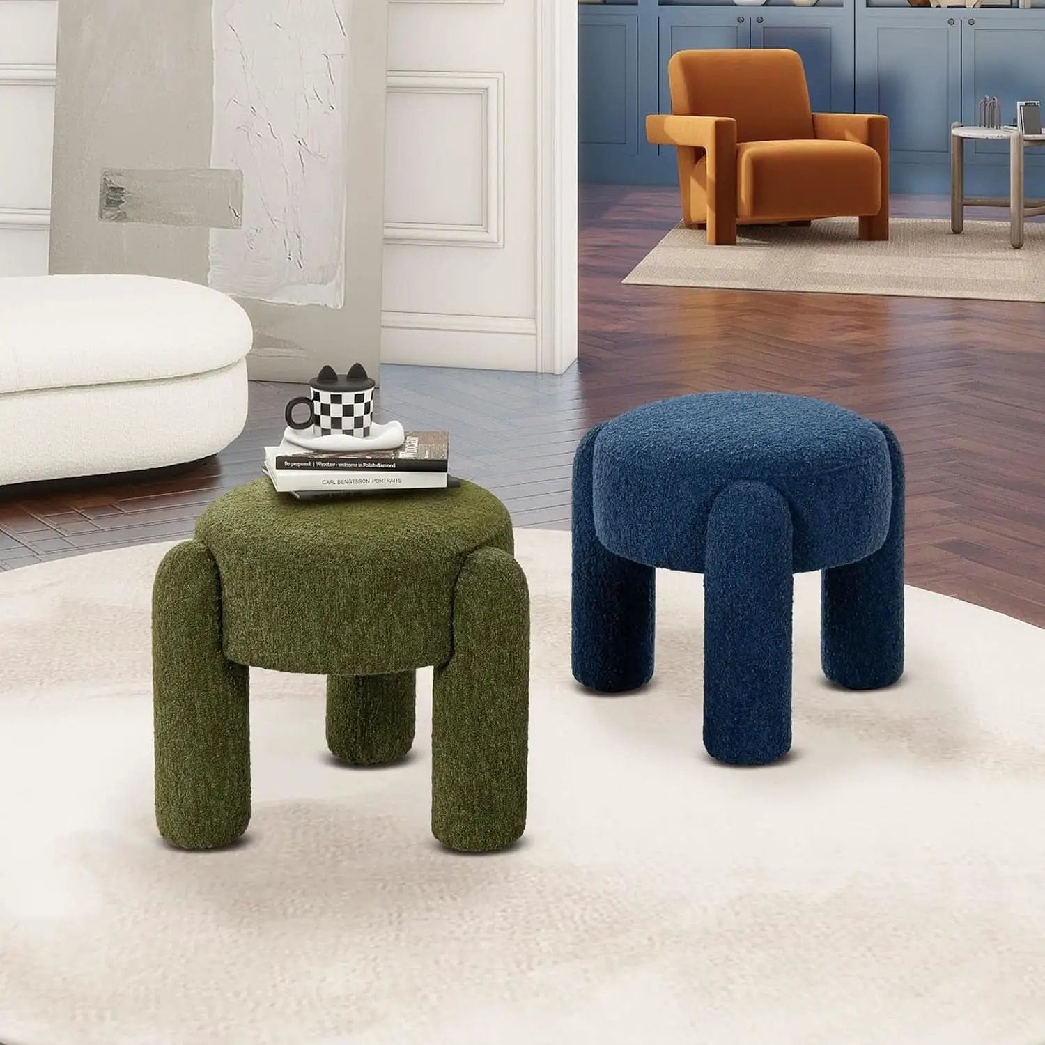 Hugo Twenty Point FiveInch Rounded Moss Green Ottoman from PriceLows™