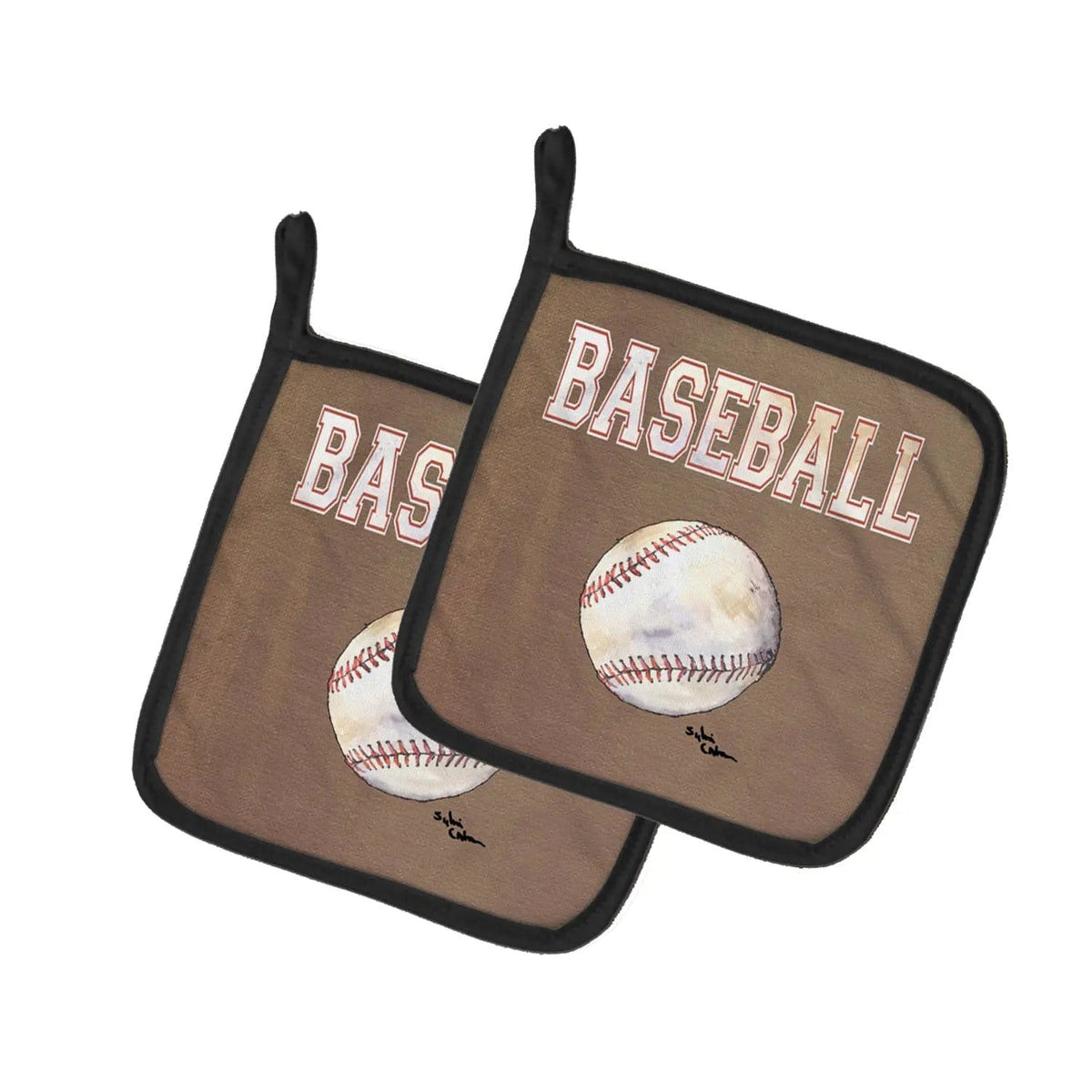 Pot Holder Set of 2 | Heat Resistant Quilted Hot Pads | 7.5 x 7.5 Inch | Baseball