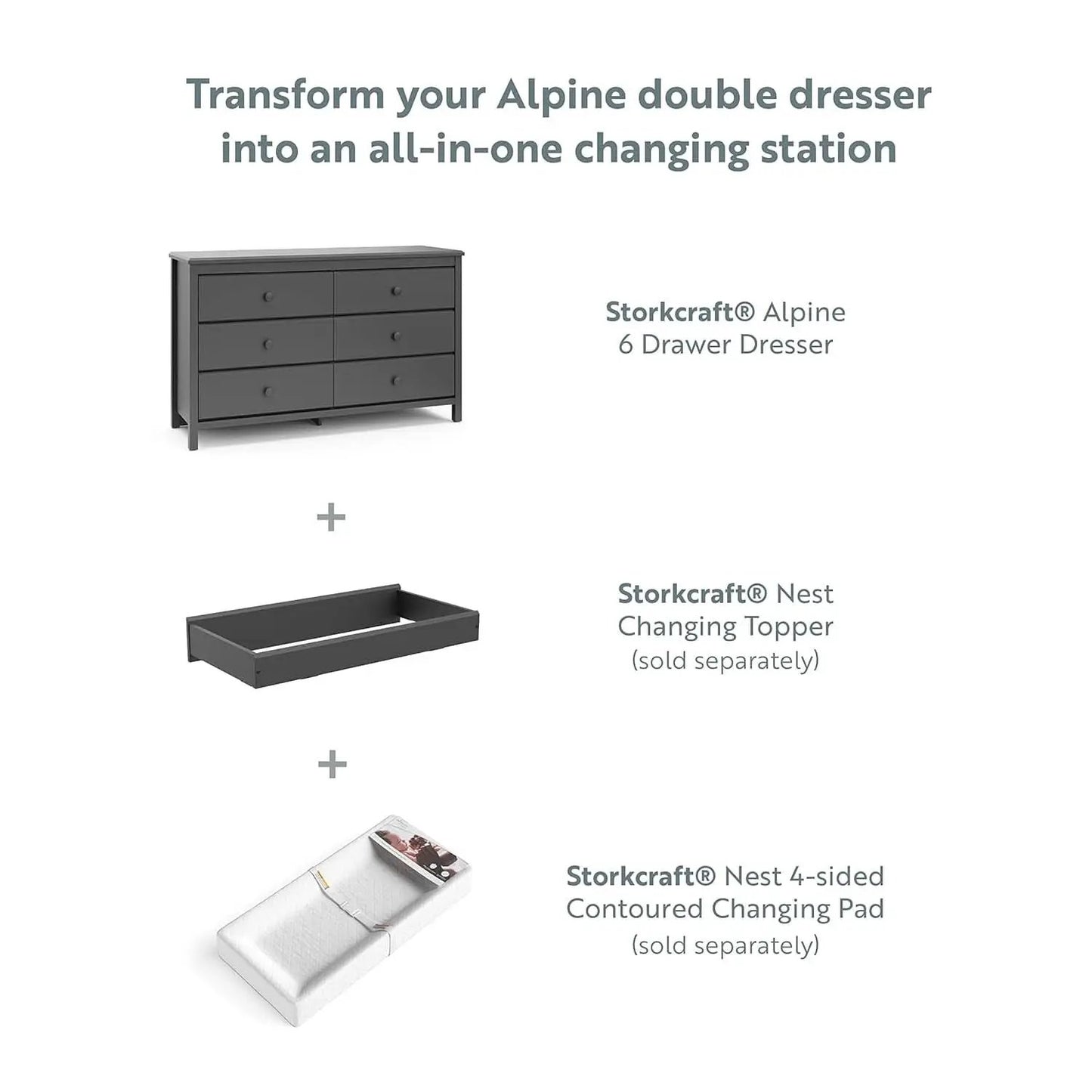 Alpine Gray 6 Drawer Dresser GREENGUARD Gold Certified from PriceLows™