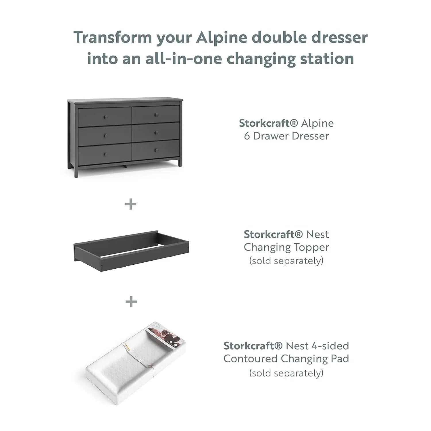 Alpine Gray 6 Drawer Dresser GREENGUARD Gold Certified from PriceLows™