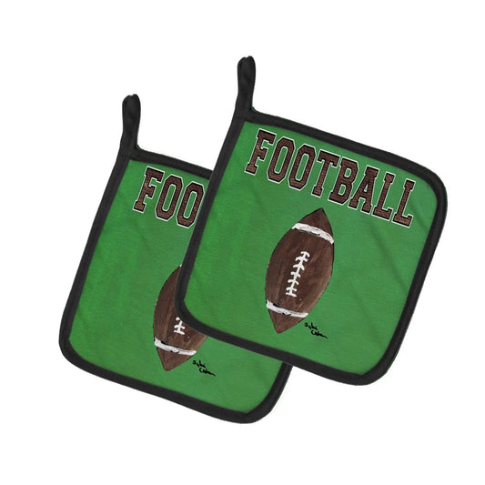 Pot Holder Set of 2 | Heat Resistant Quilted Hot Pads | 7.5 x 7.5 Inch | Football