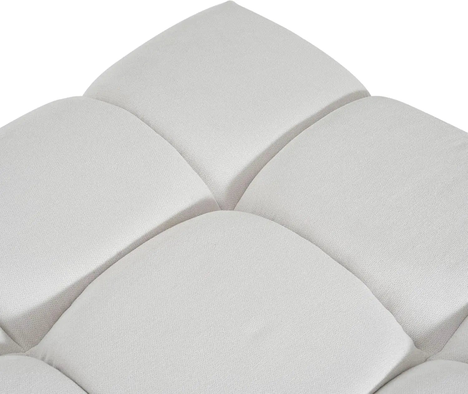 Square White Upholstered Ottoman Featuring Dense Foam from PriceLows™