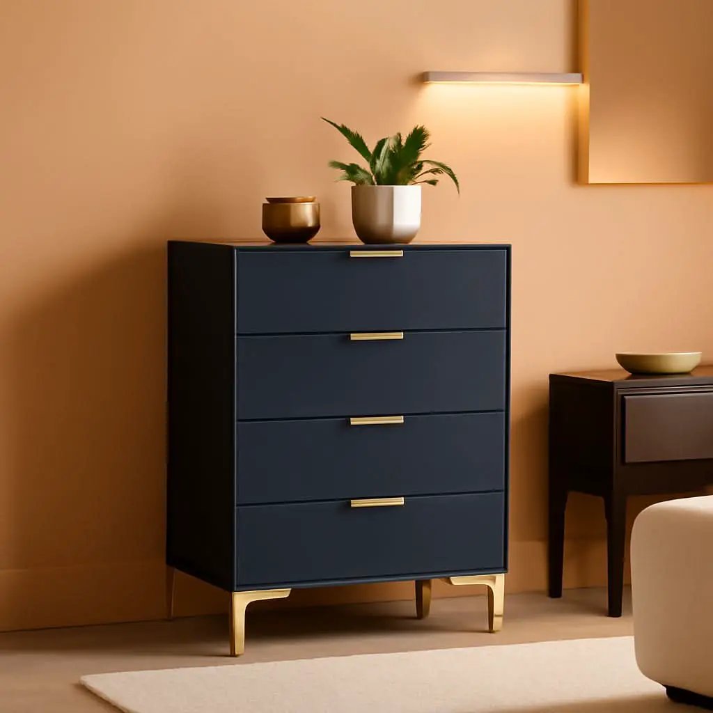 4 Drawer Black Wood Dresser For Bedroom Living Room from PriceLows™