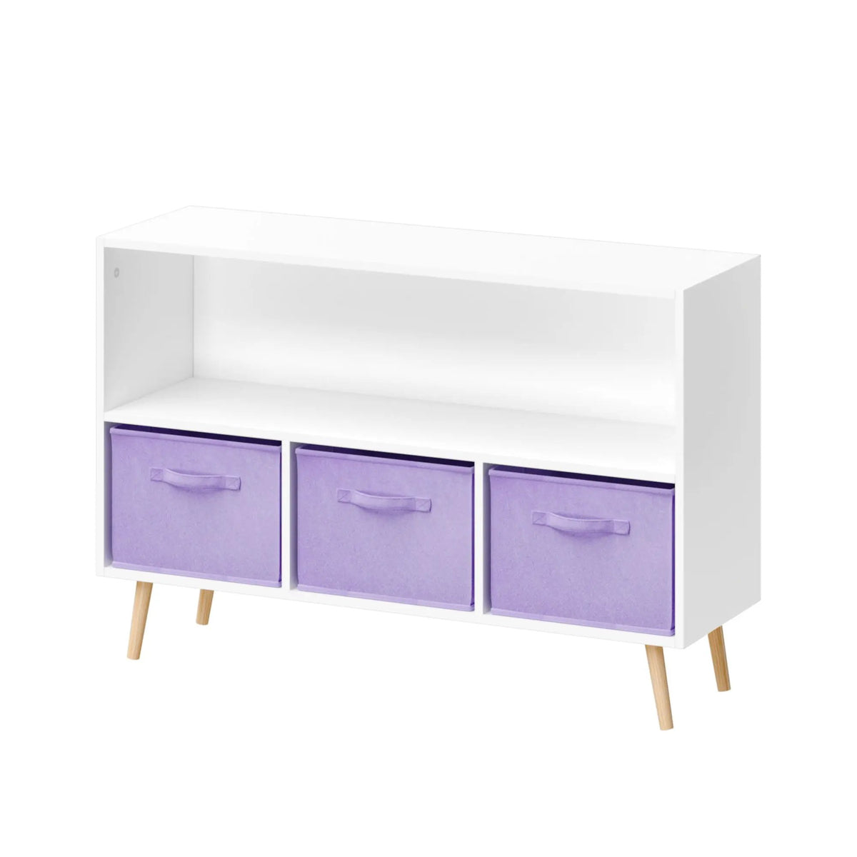 Bookcase With Collapsible Drawers | Three Fabric Drawers | Tip-Over Restraint | Book Display Organizer