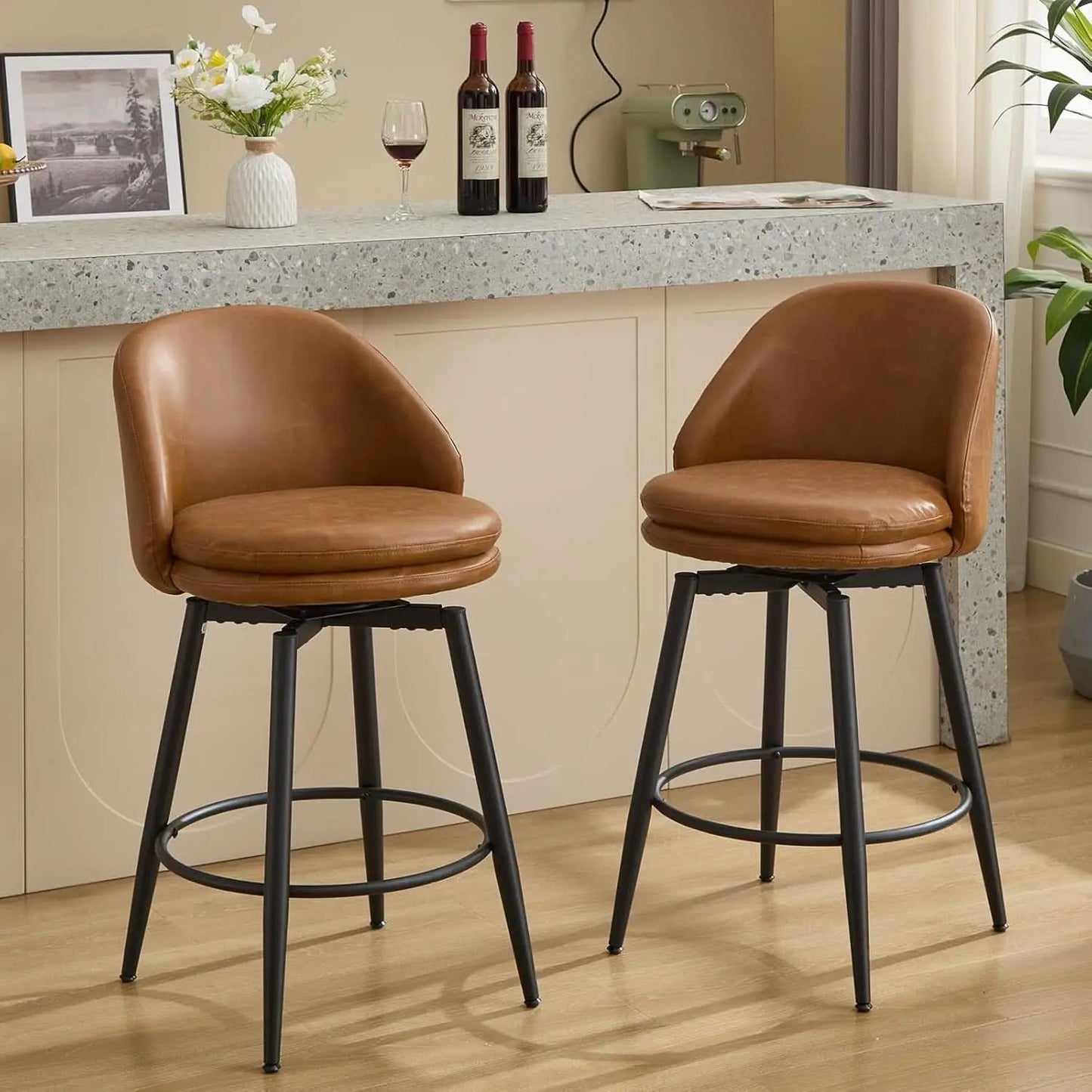Modern Swivel Bar Stools Set of Two for Kitchen from PriceLows™