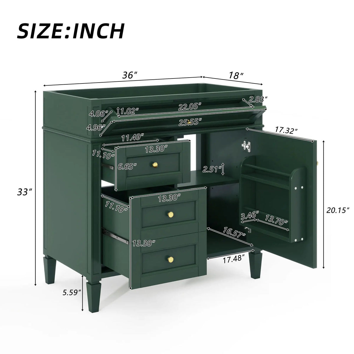 Bathroom Vanity | 3 Drawers | Blue Finish | Tip Out