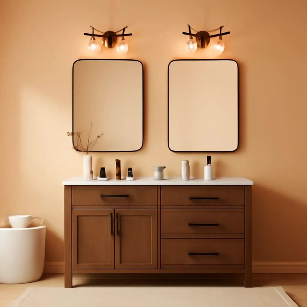 Set of Two Black Bathroom Mirrors 24 x 36 Inch Metal Frame Rectangle Vanity from PriceLows™