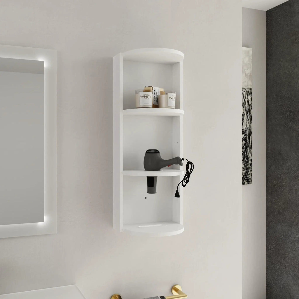 Bathroom Wall Mounted Storage Rack With Float Mounting Design Wall Shelf | 2 Pieces | Plywood | Bathroom
