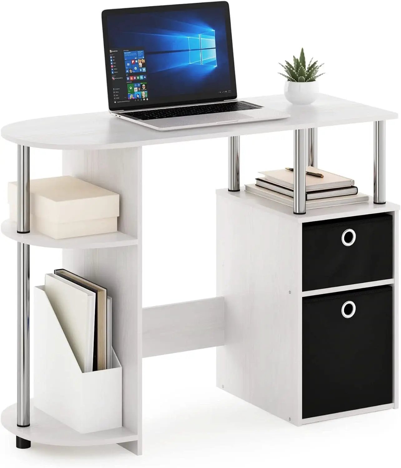 Jaya Simplistic Computer Desk White Oak With Storage from PriceLows™