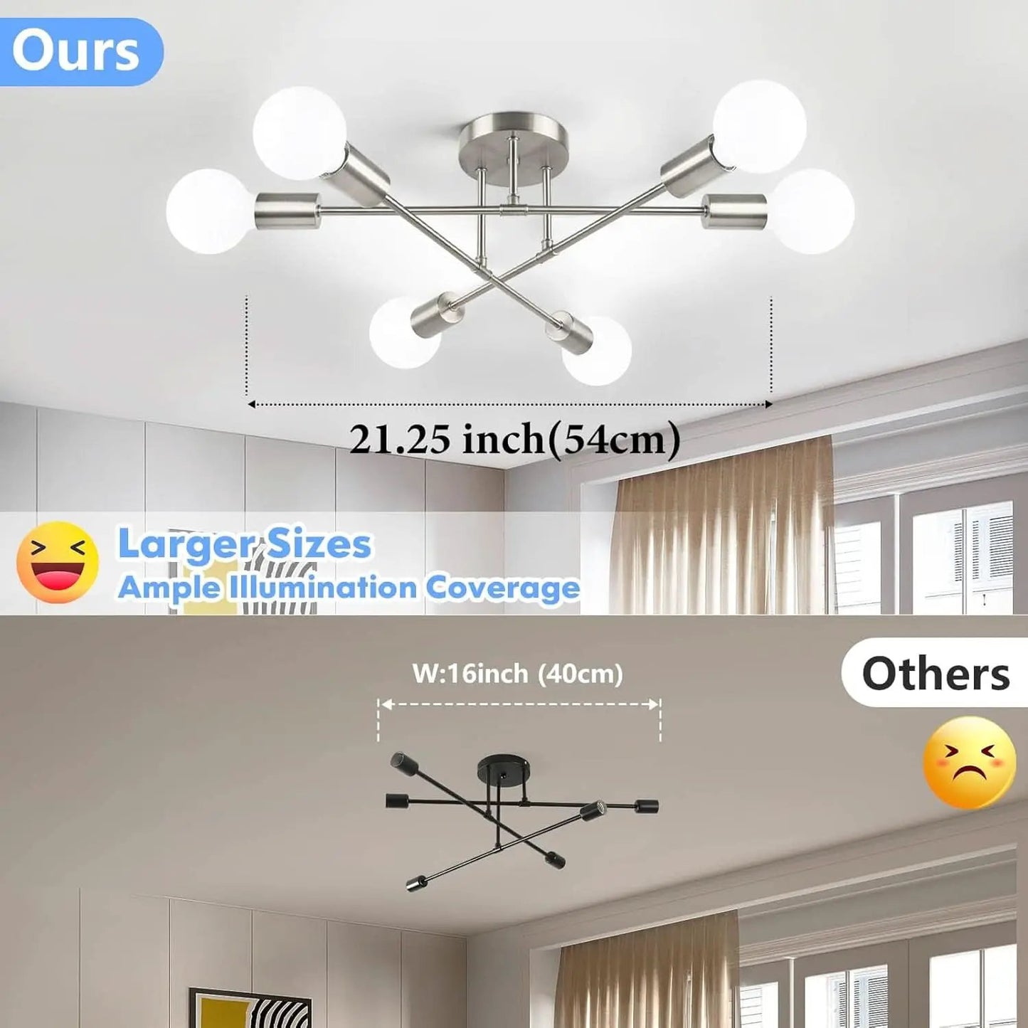 Six Light Sputnik Chandelier Brushed Nickel Fixture from PriceLows™