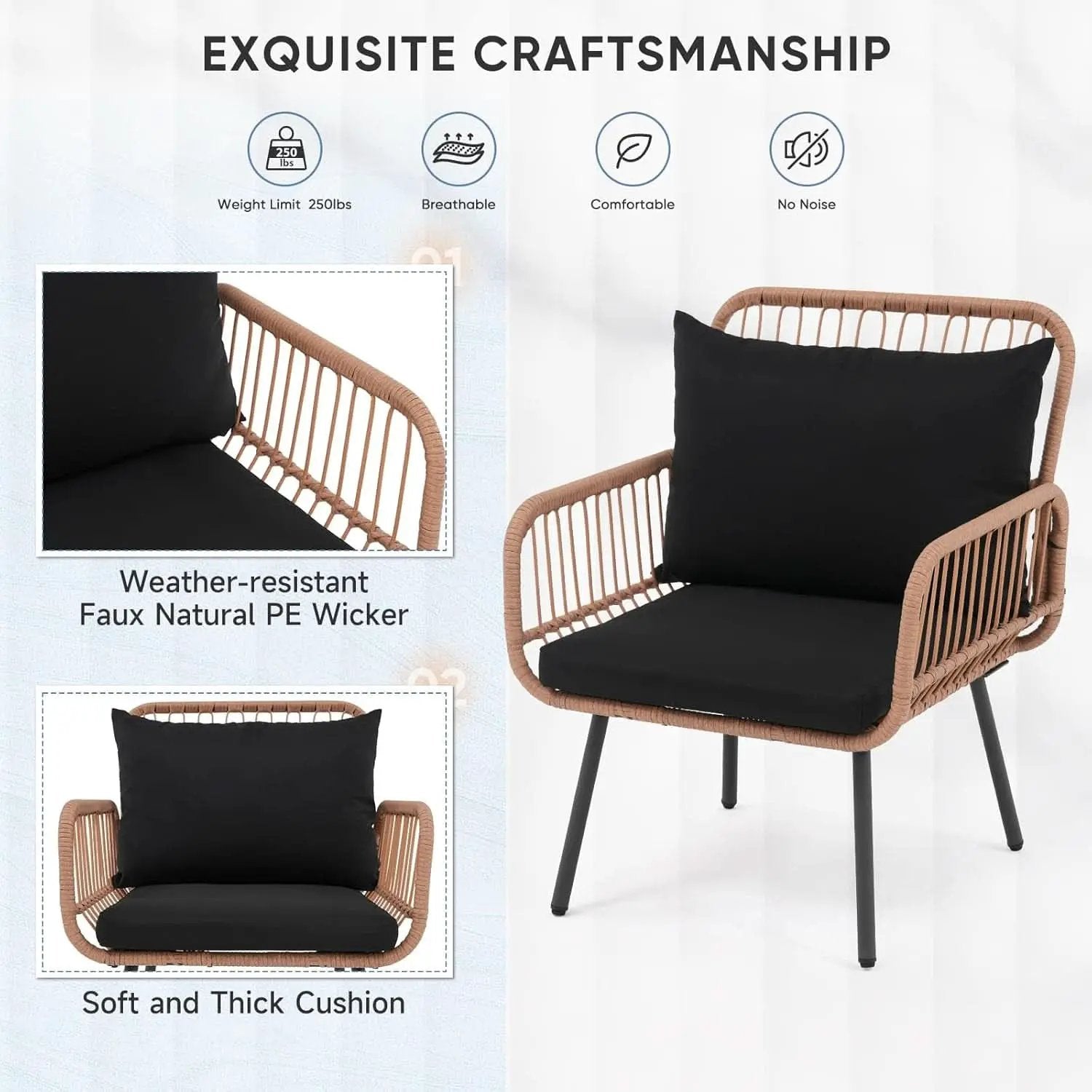 Stylish Four Piece Outdoor Wicker Patio Furniture Set from PriceLows™