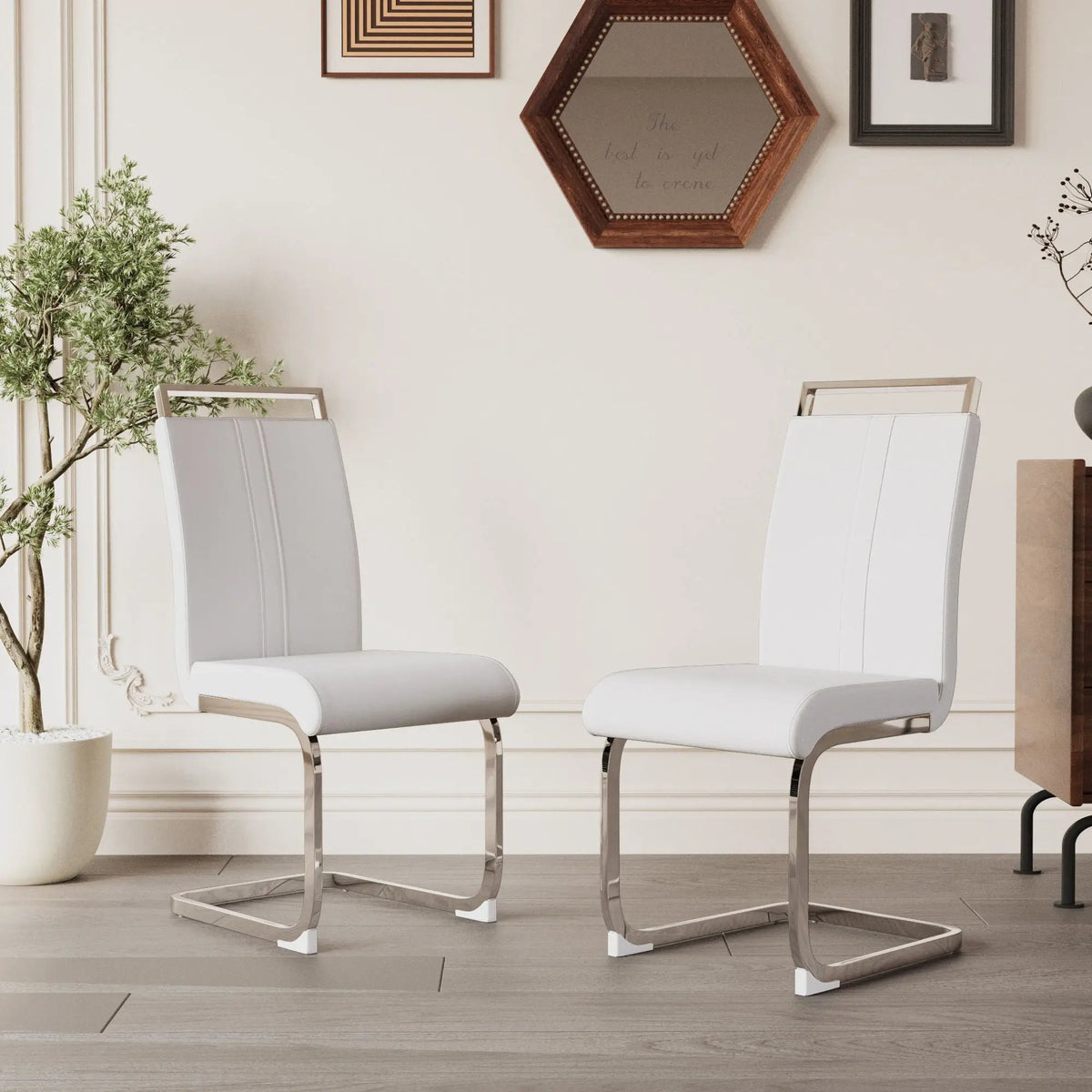 Modern Dining Chairs | Padded Seat | High Back | Accessory Bag Included