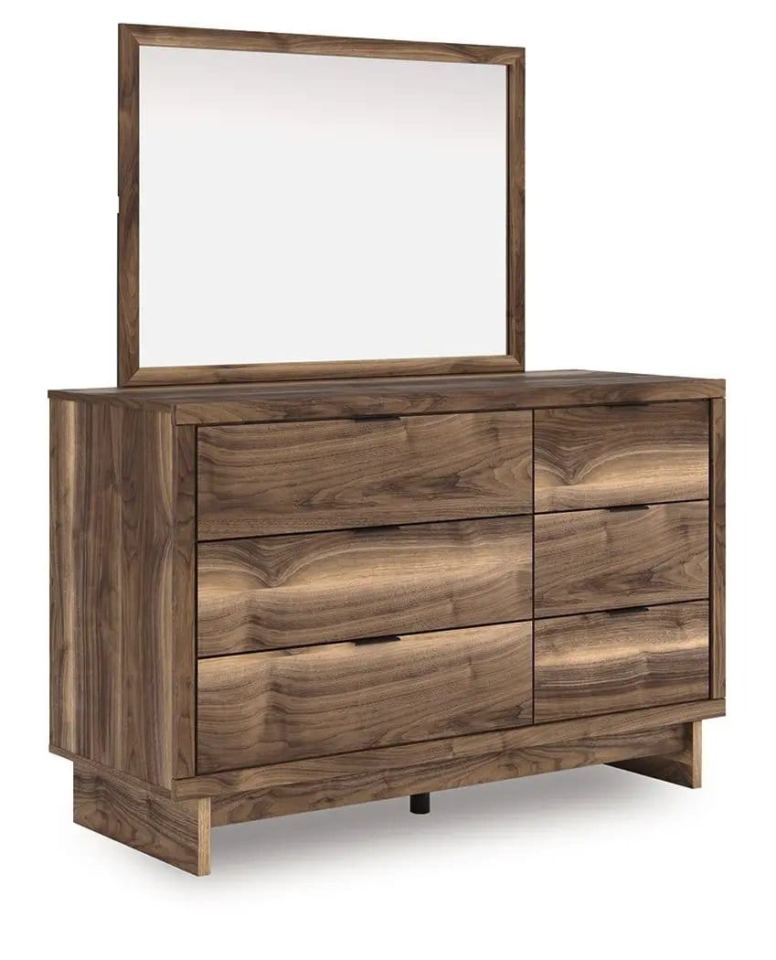 Chirason Dresser And Mirror | Dresser & Mirror | Engineered Wood & Walnut | Brown