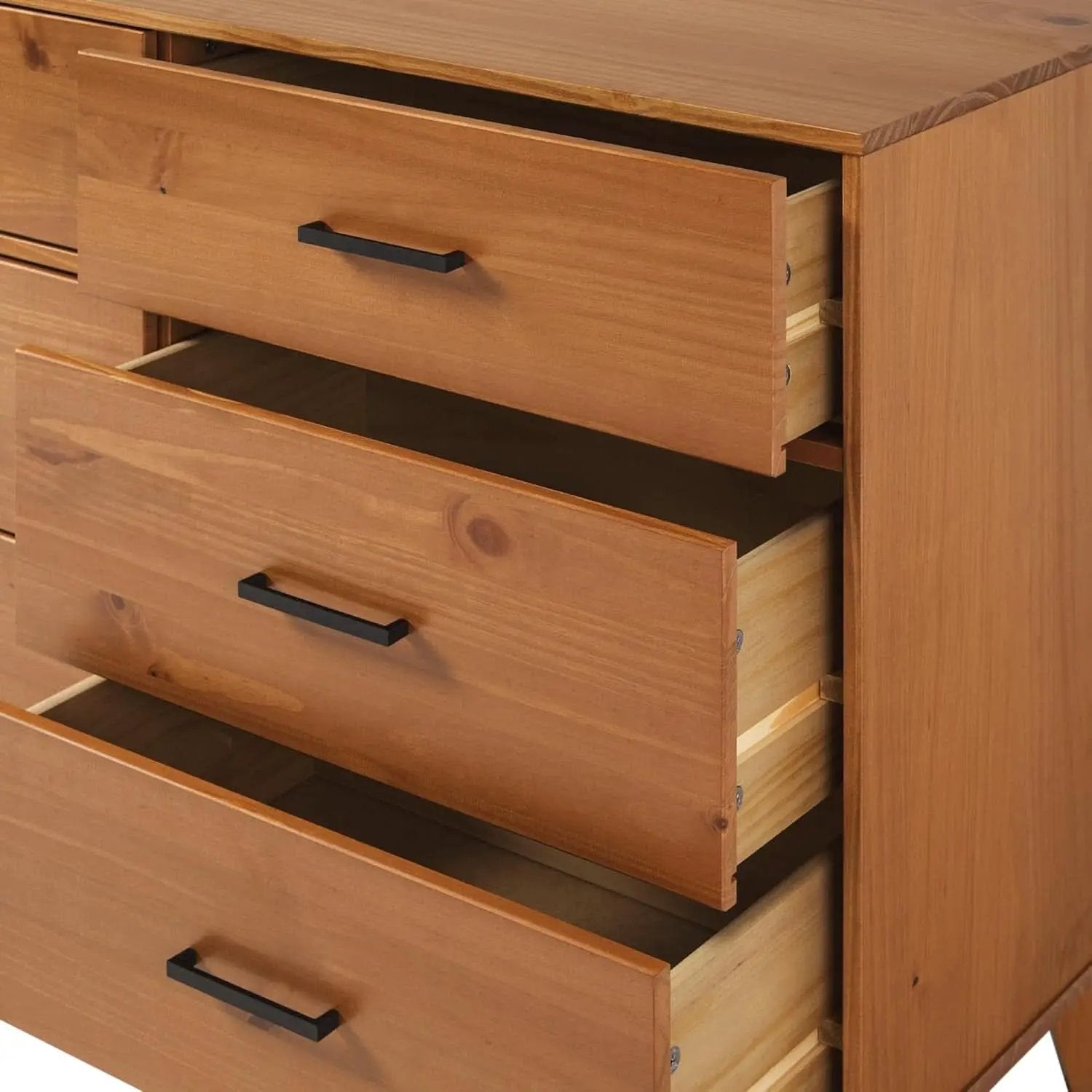 Walker Edision 6-Drawer Dresser In Solid Pine Wood With Metal Handles Caramel from PriceLows™