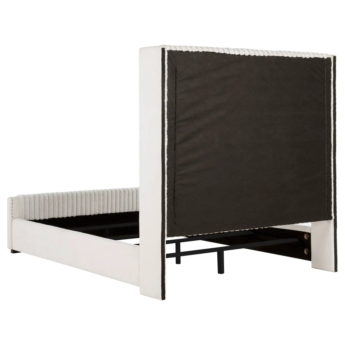 Natasha 65-inch Upholstered Queen Wingback Bed | 65.25 x 88.5 x 65.25 in | Bedroom Furniture | Cream