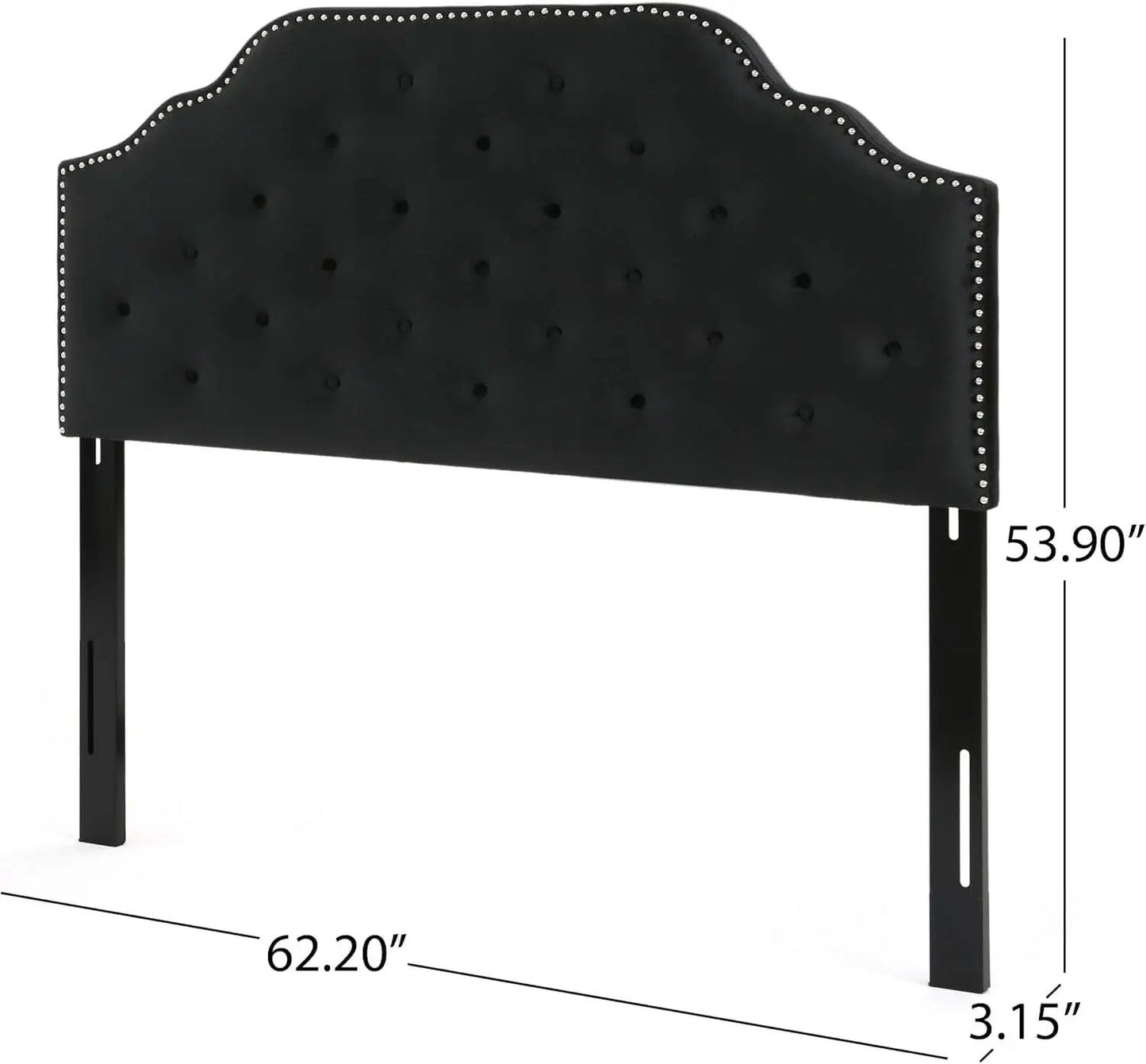 Contemporary Black Velvet Headboard with Button Tufted Design from PriceLows™